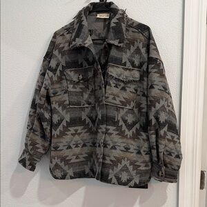 Women’s Geometric Pattern Jacket - Gray and Black